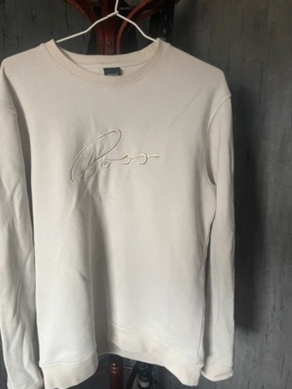 Cream Boss Embroidered Script Sweatshirt